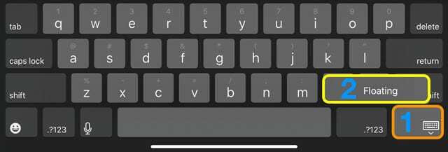 omogočite lebdečo tipkovnico na tipkovnici polne velikosti iPad