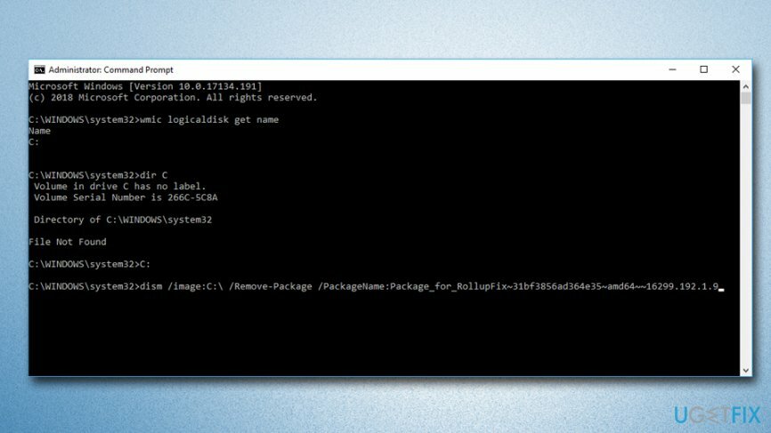 ใช้ command Prompt เพื่อถอนการติดตั้ง KB4056892 update