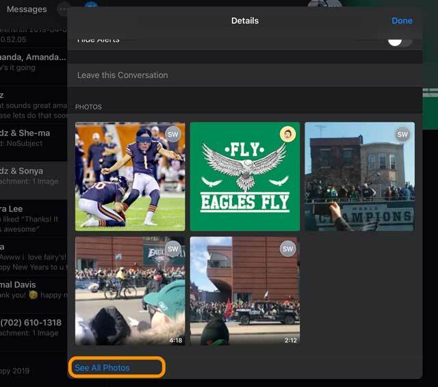 Se alla foton i en meddelandekonversation iOS 13 och iPadOS
