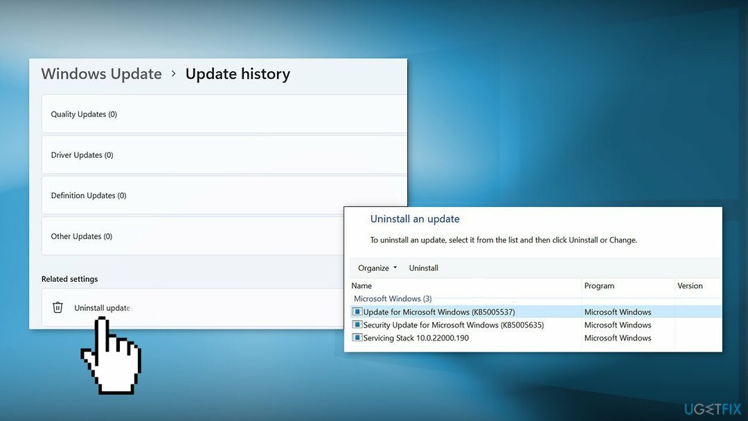 Деинсталирайте Windows Updates 11 2