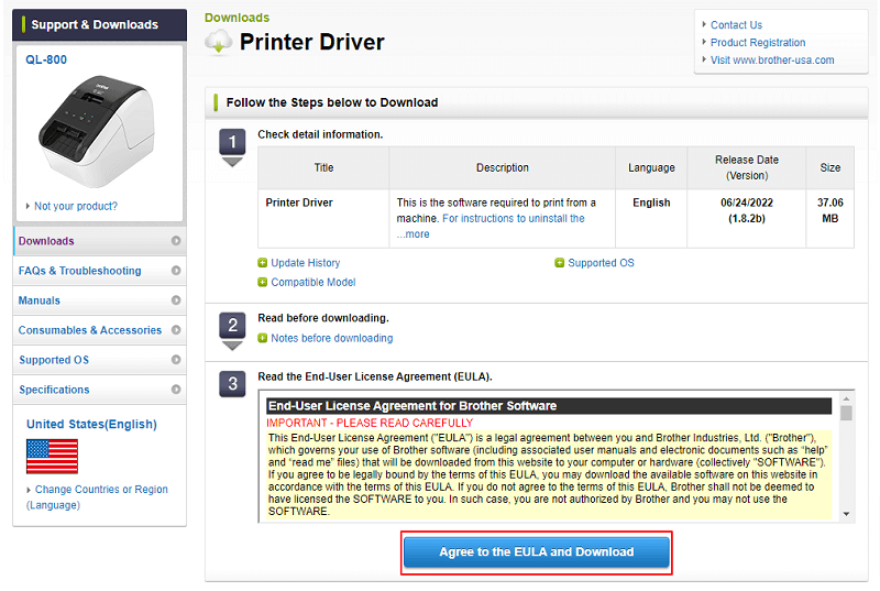 Concorde com o EULA e faça o download