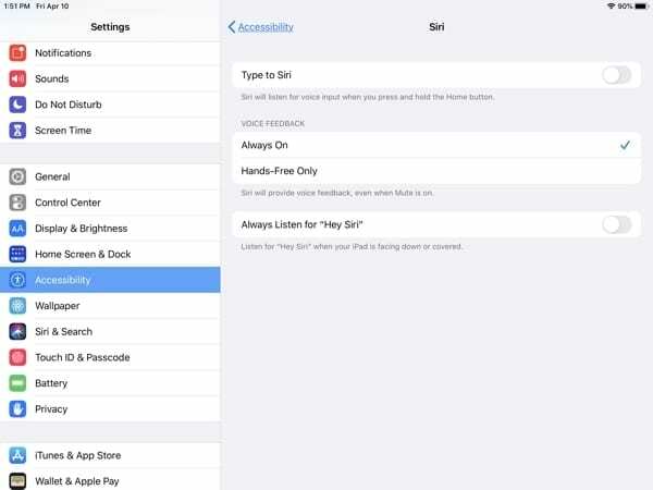 إمكانية الوصول إلى iPad-Siri