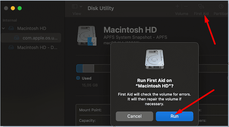 macbook disk nástroj první pomoci