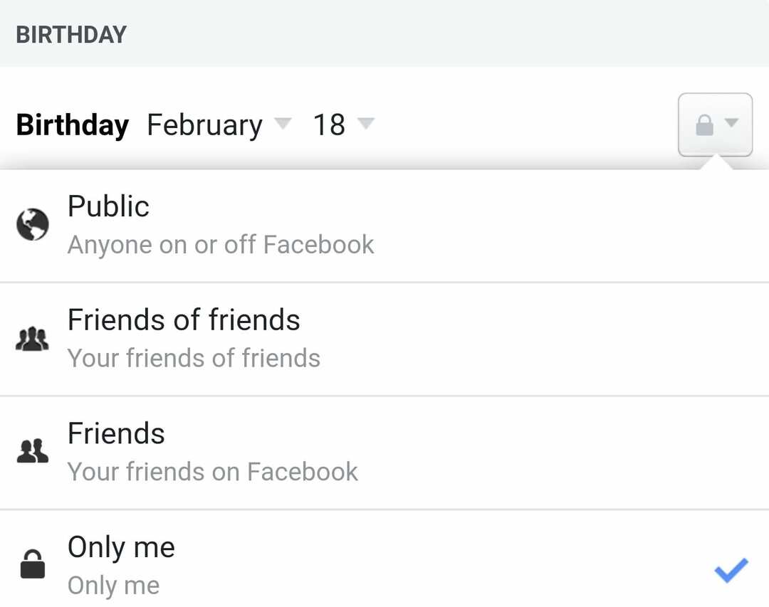facebook rodo gimtadienį tik man