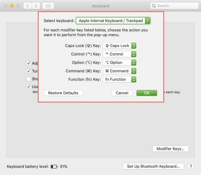 ทำการแมป Modifier Keys Mac