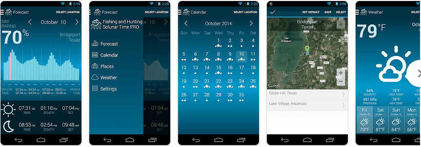 Fishing & Hunting Solunar Time najlepšie rybárske aplikácie pre Android