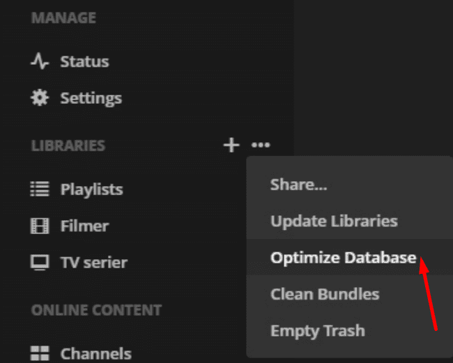 plex optimiser la base de données