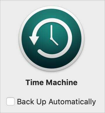Przycisk automatycznego tworzenia kopii zapasowej Time Machine