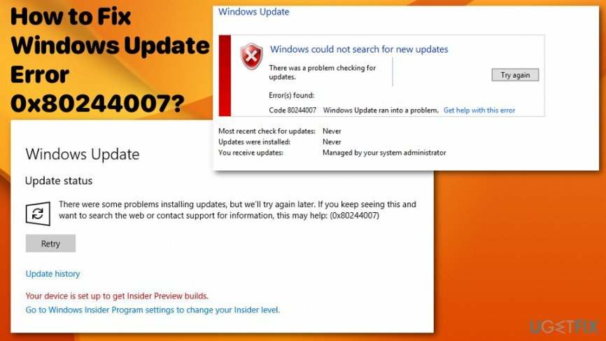 Chyba služby Windows Update 0x80244007