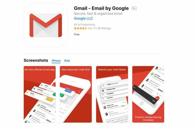 Aplicația iOS Gmail în loc de aplicația iOS Mail