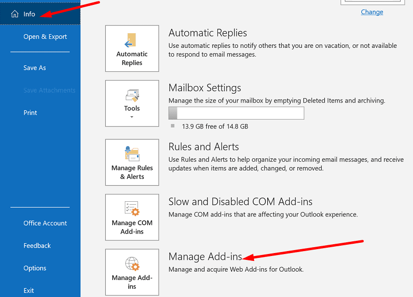 Outlook-Add-Ins verwalten