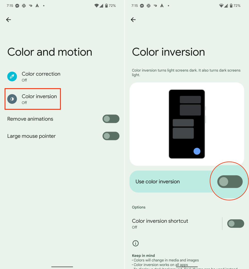 Kako obrniti barve na Androidu Google Pixel - 3