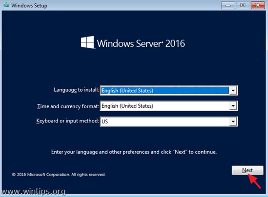 Как установить Windows Server 2016, шаг за шагом.