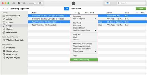 Удалить повторяющиеся песни iTunes