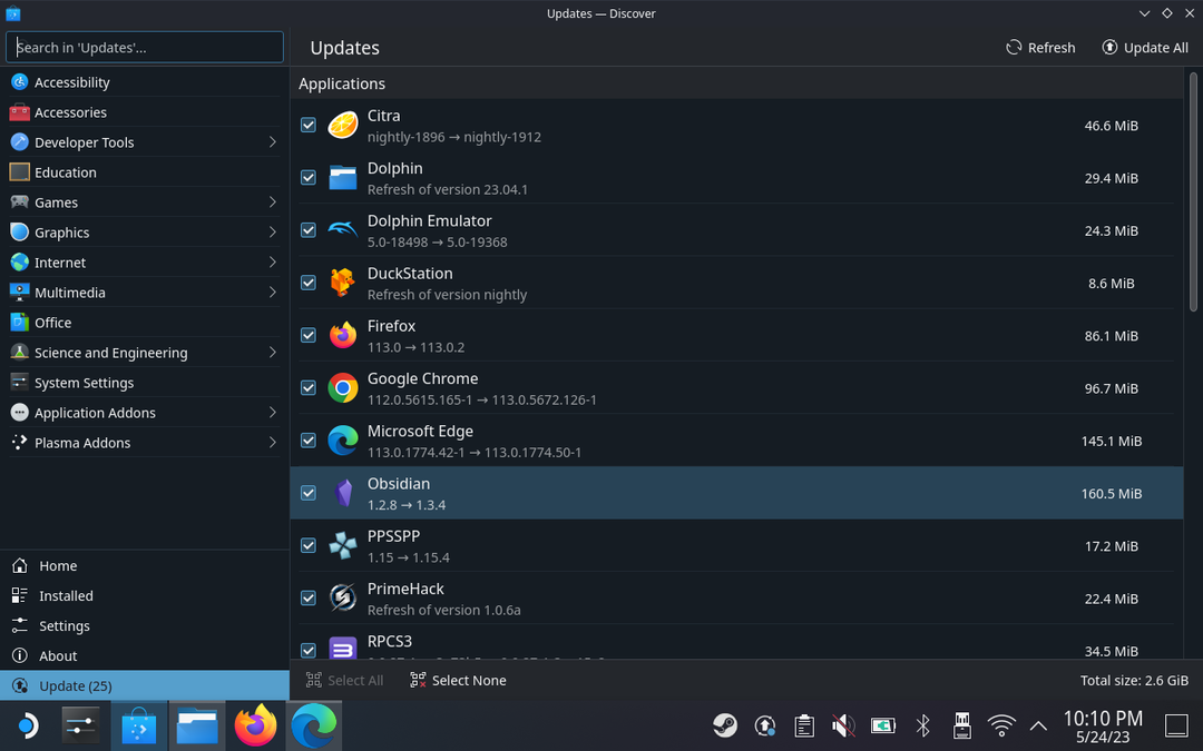 Alkalmazások frissítése a Steam Decken asztali módban - 2