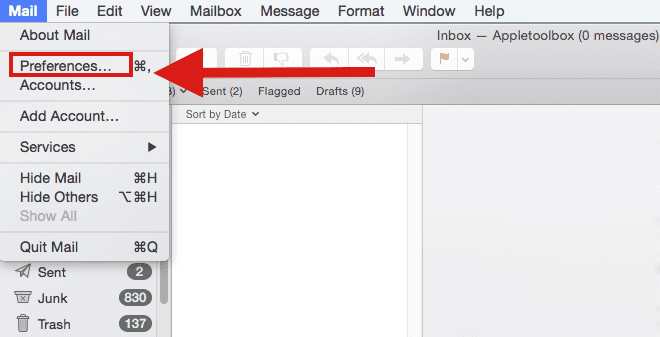 Macでのデフォルトの電子メールリーダーの設定
