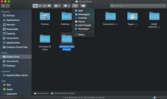 поделиться папкой iCloud drive в macOS