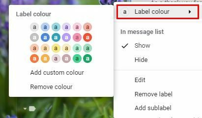 أضف لونًا إلى تصنيف Gmail
