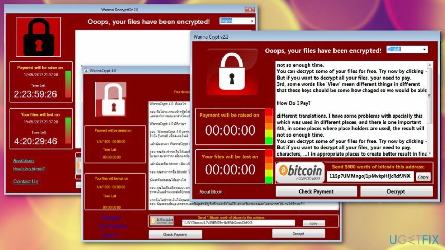 WannaCry sürümleri 