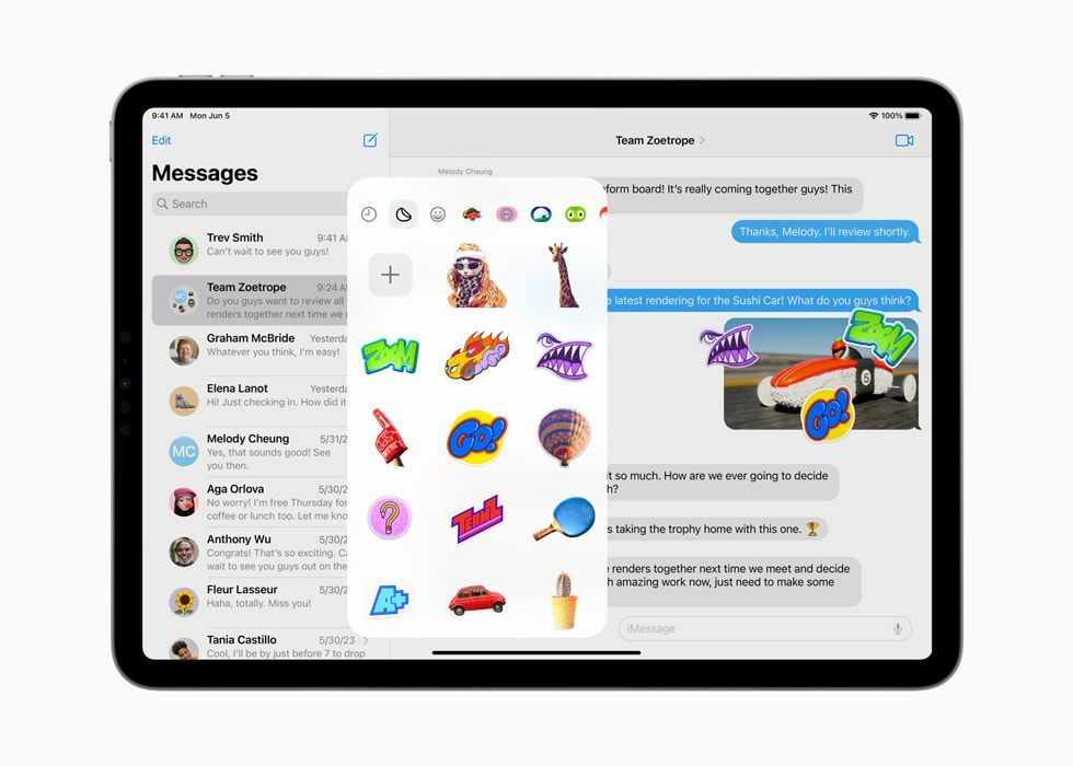 Autocolante live în Mesaje în iPadOS 17