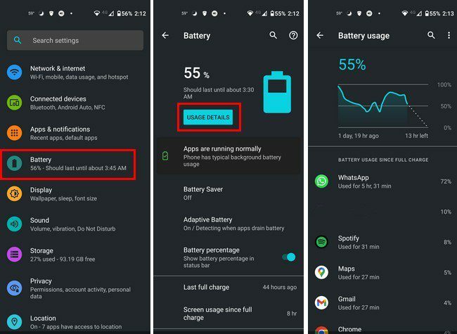 Utilizarea bateriei Android