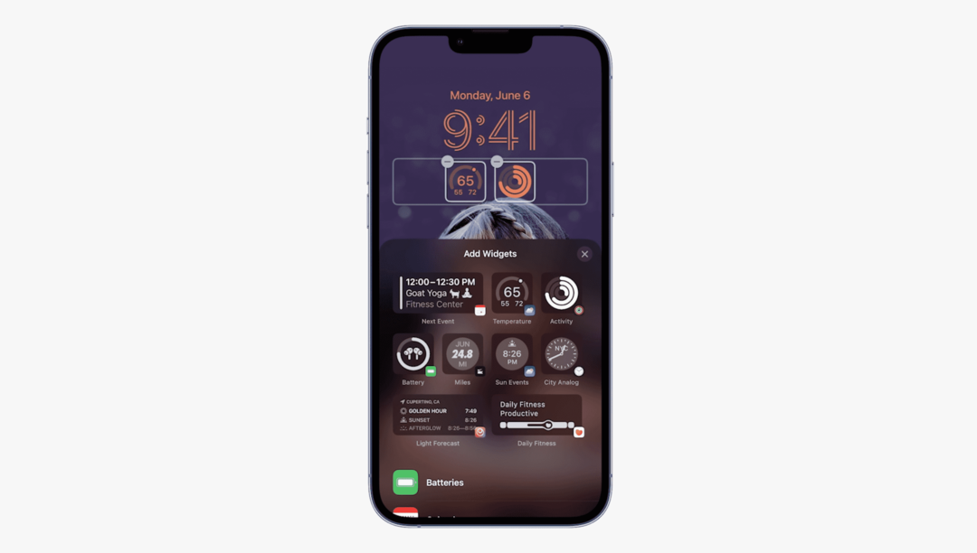 Écran de verrouillage de l'iPhone: Widgets