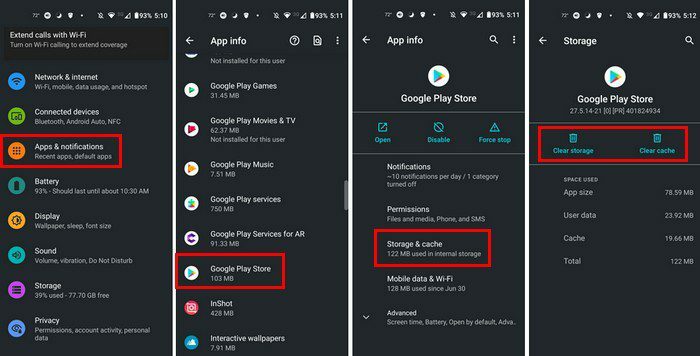 Tyhjennä Google Play Kaupan välimuisti ja tiedot