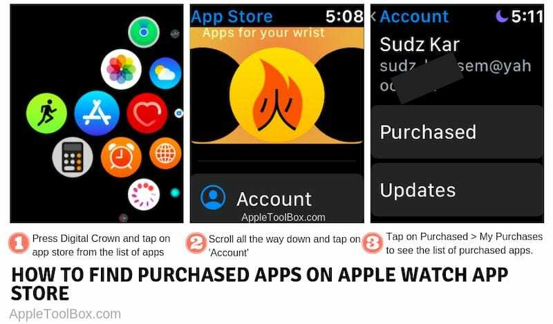 იპოვეთ შეძენილი აპლიკაციები Apple Watch App Store-ში