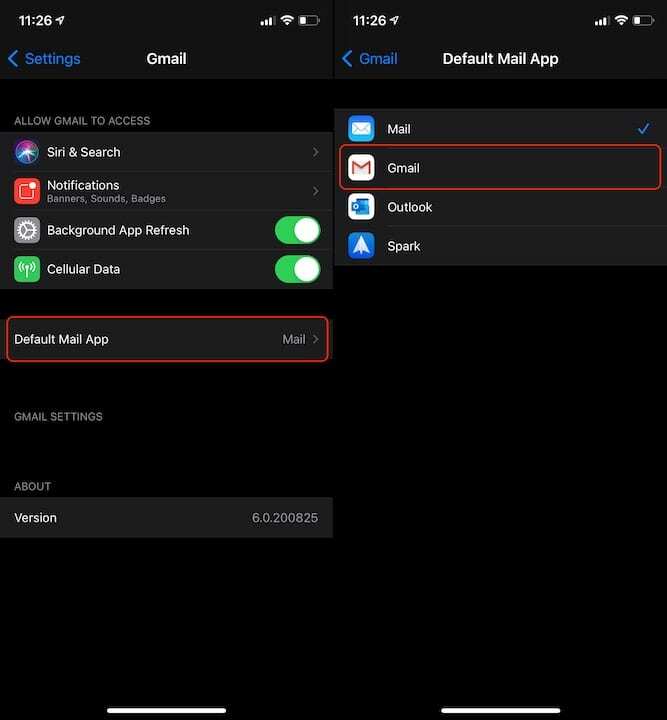 Ändra standardappen för Mail på iPhone Gmail 2