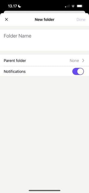 Cuplikan layar menunjukkan cara membuat folder di ProtonMail