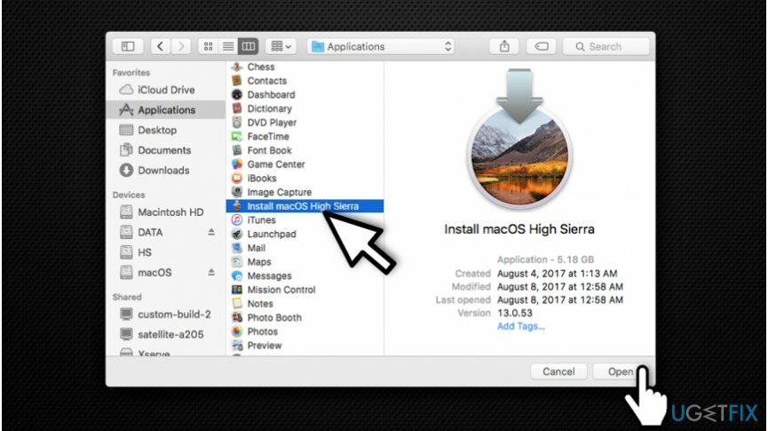 Otevřete aplikaci MacOS High Sierra Installer