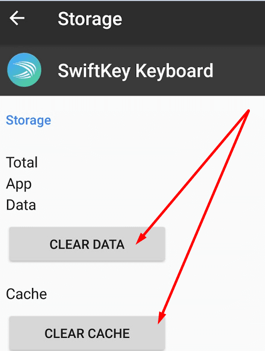 notīriet Microsoft Swiftkey kešatmiņu un datus Android
