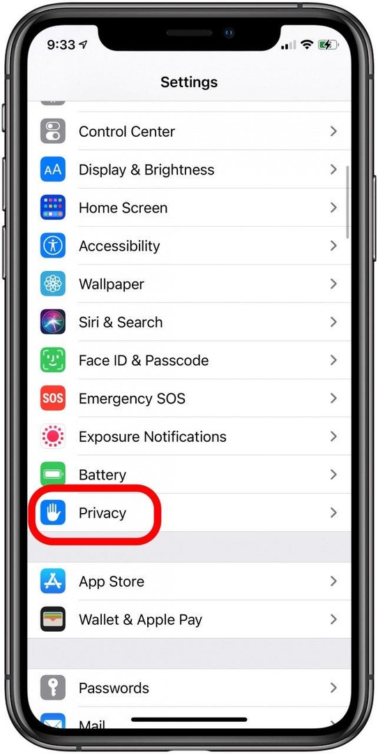 nastavení soukromí iphone
