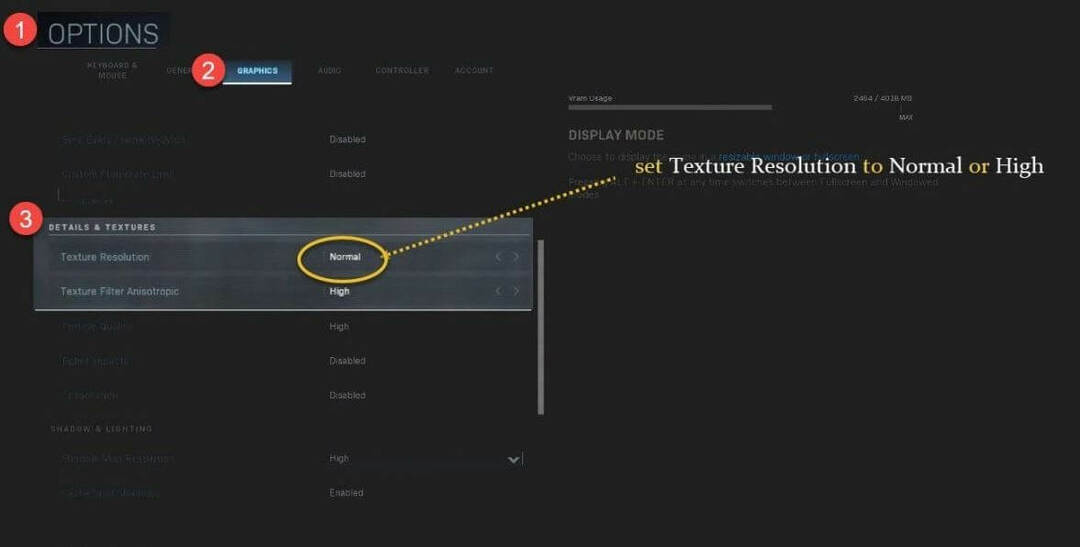 Ajustar la resolución de la textura a normal o alta