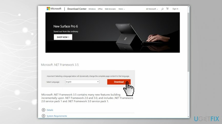 أعد تثبيت .NET Framework 3.5