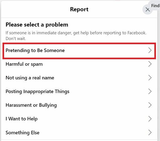 Facebook-report-account-pretenting-to-be-some