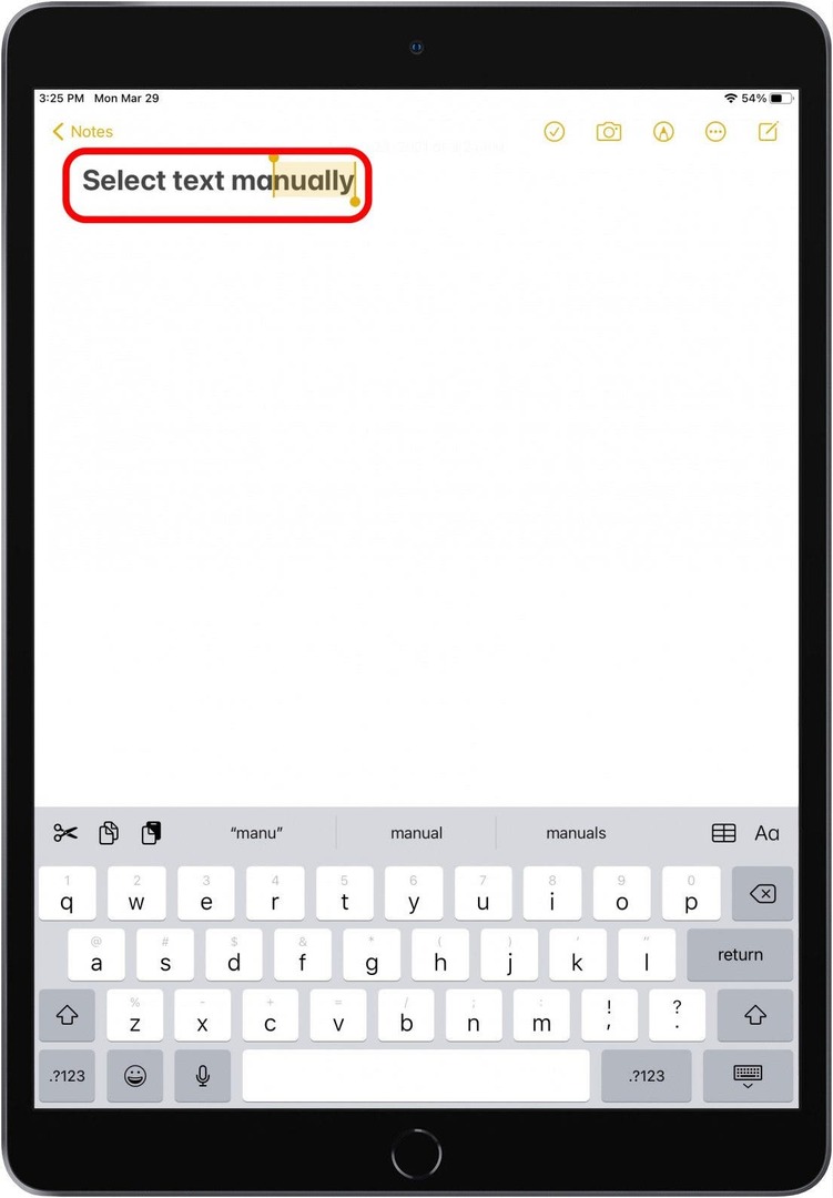 मैन्युअल रूप से टेक्स्ट का चयन करें