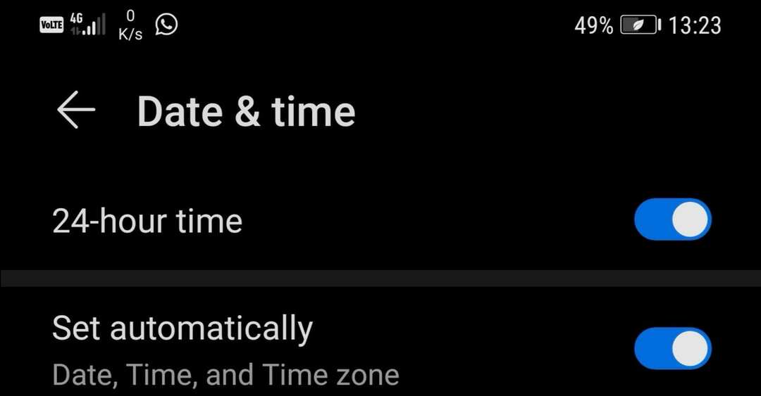 настройки даты и времени для Android