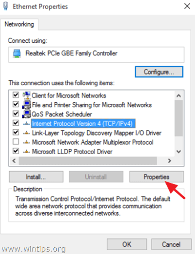 ventanas de configuración de ip