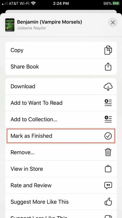 Als erledigt markieren in der Apple Books App iPhone