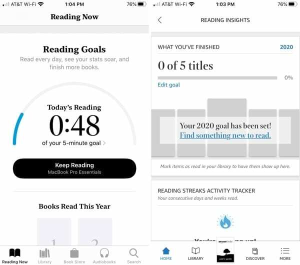 Apple Books vs. Цели за четене на Kindle