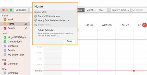Ossza meg az iCloud Calendar Mac-et