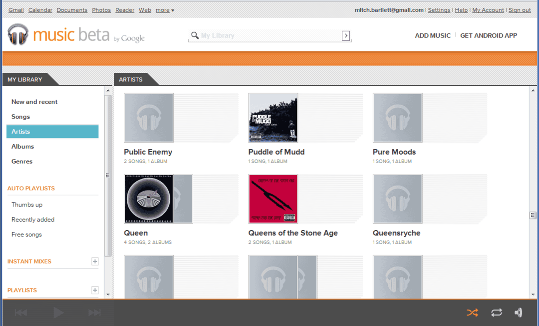 Pogled albuma Google Music