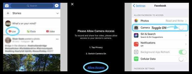 Facebook Live Camera Povoliť iOS 11