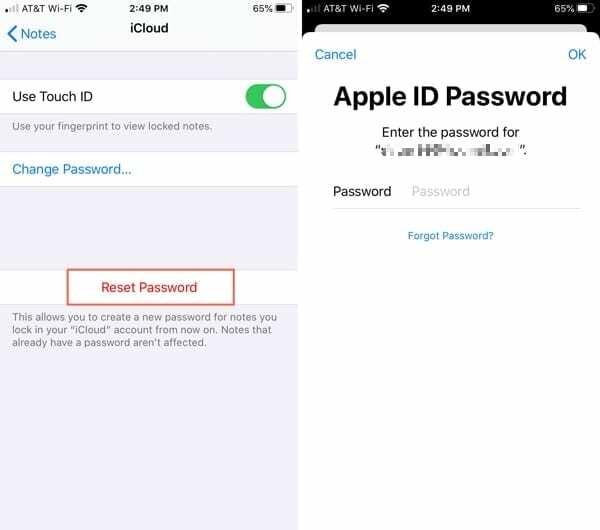 Återställ Notes Lösenord-iPhone