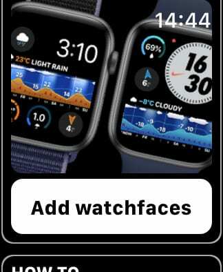 Weathergraph-Option zum Hinzufügen von Watchfaces.