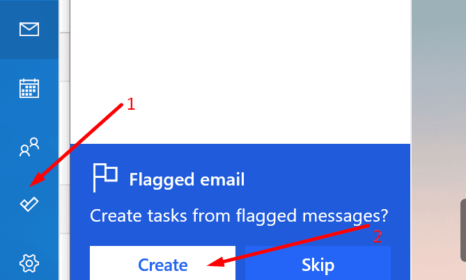 플래그가 지정된 이메일 Outlook 앱에서 작업 만들기