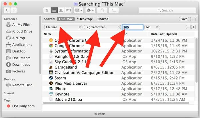 Cerca e rimuovi tutti i file vecchi e di grandi dimensioni su Mac