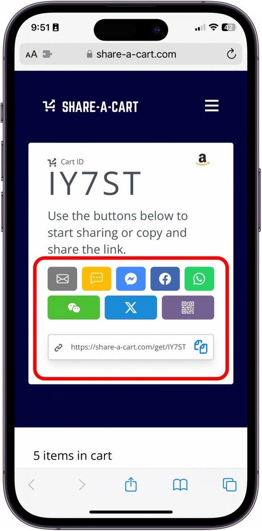 आईफोन पर अपना अमेज़ॅन कार्ट कैसे साझा करें