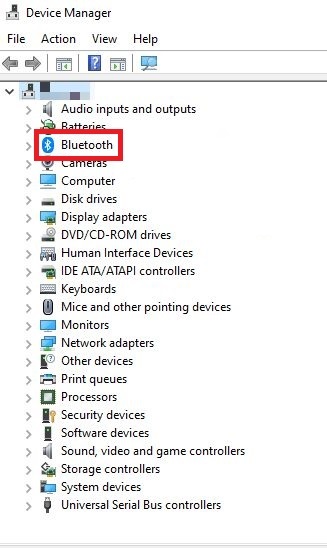 บลูทูธใน Device Manager